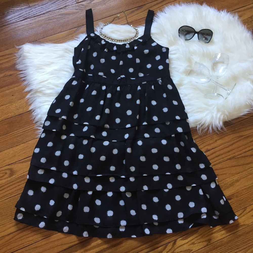 LOFT Polka Dot Tiered Ruffle Dress